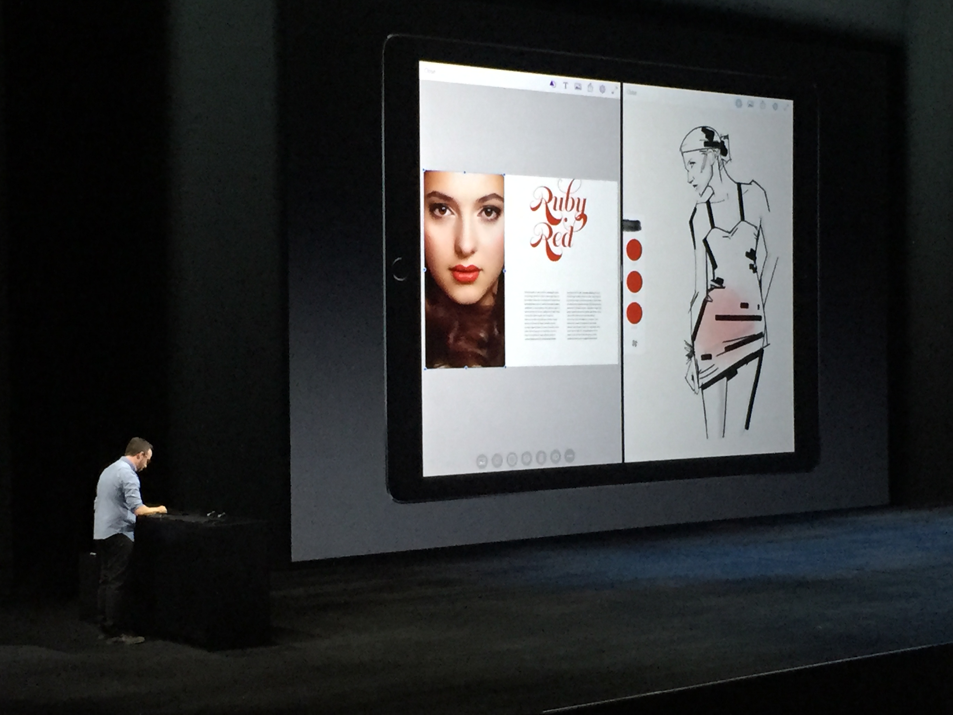 Eric Snowden, Director of Mobile Design, Adobe, showcasing Photoshop Fix at during Apple iPad Pro Keynote (image courtesy: https://blogs.adobe.com)