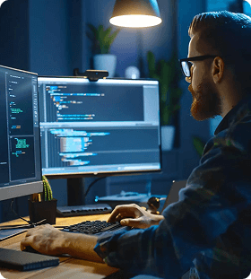 Man with desktop