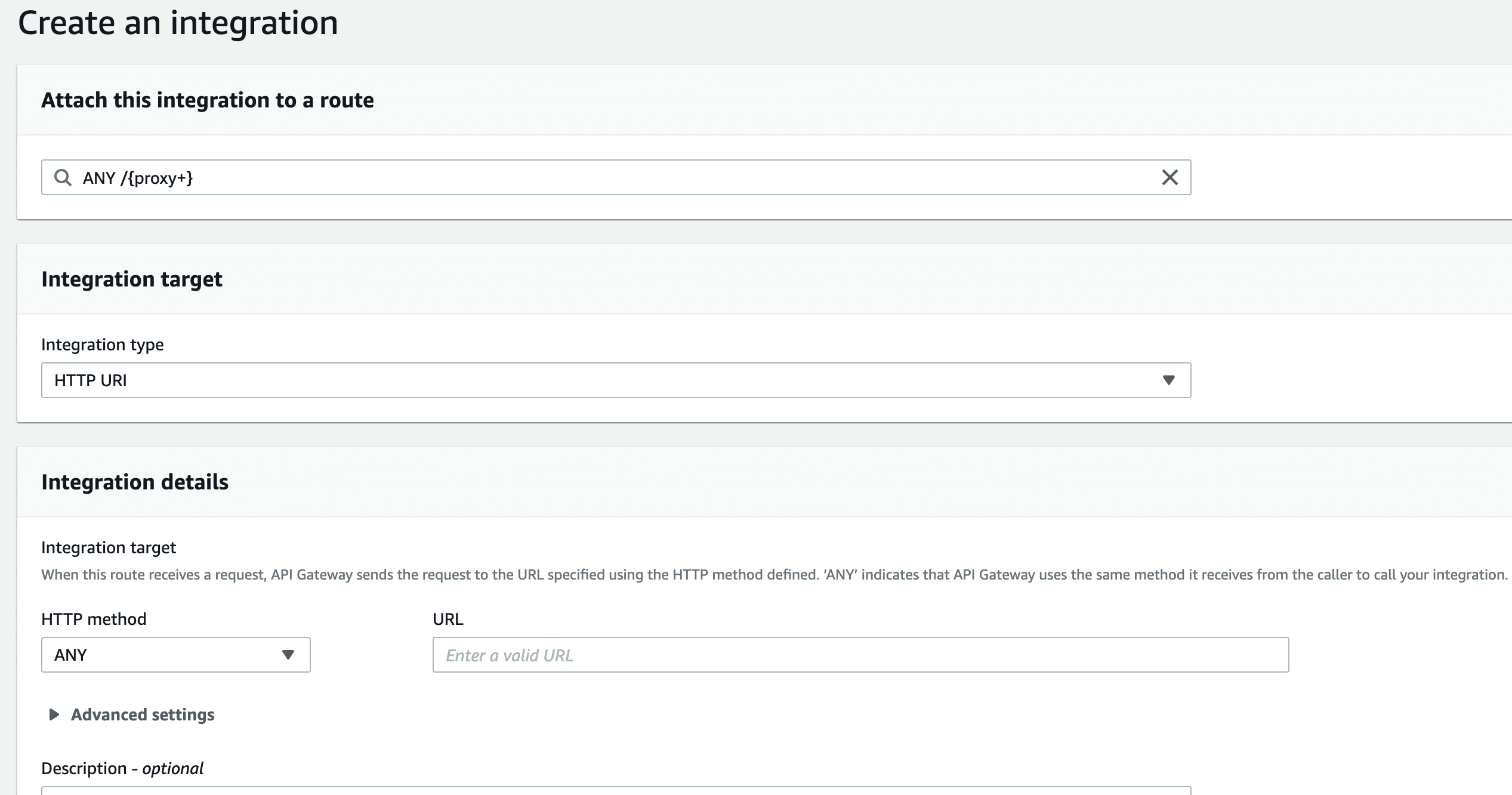 Select HTTP URI and Paste the Lambda Function URL