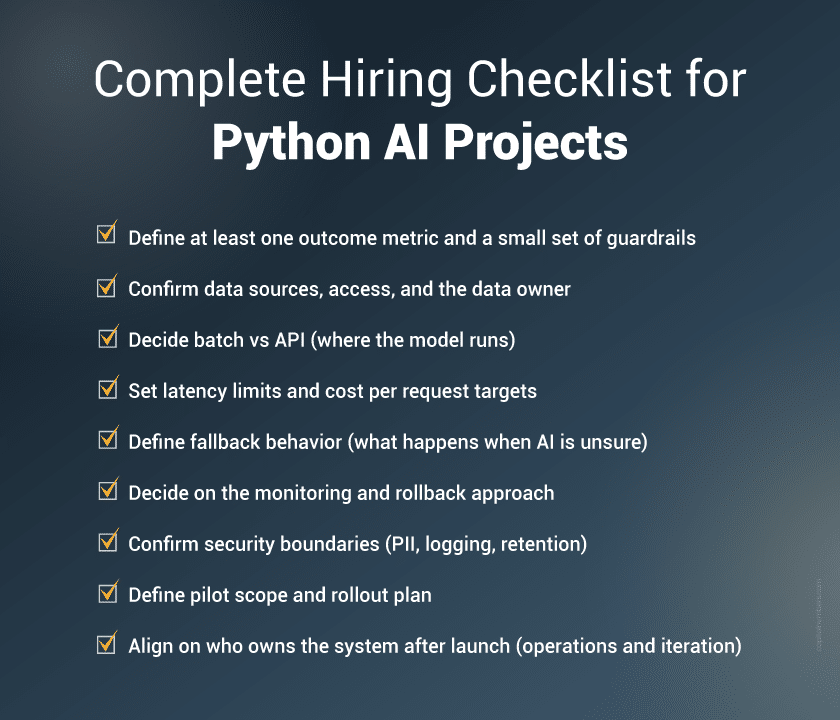 Hiring checklist for Python AI projects
