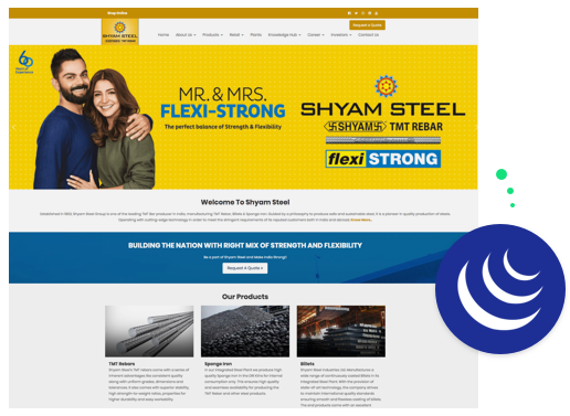 Shyamsteel WebPage layout