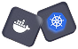 Docker and Kubernetes container orchestration tech link icon